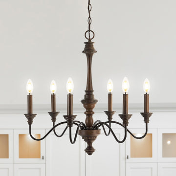 Oakley 25" Midcentury Farmhouse Iron LED Chandelier - JONATHAN Y